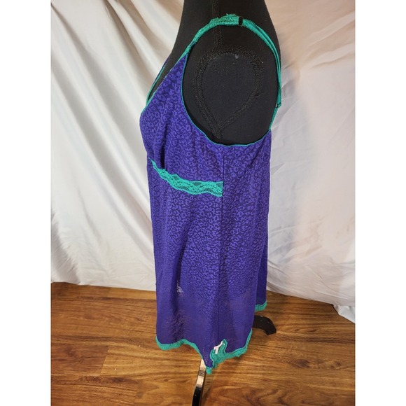 Kensie Purple & Teal Full Lace Chemise Lingerie Size Large Retro - Picture 5 of 7